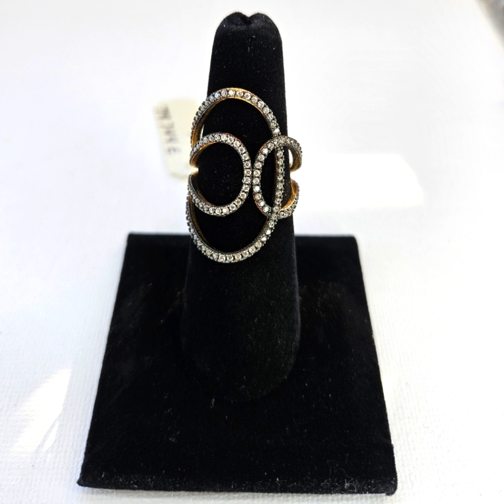 Crystal & Gold Round About Ring 7 or 8 NWT!